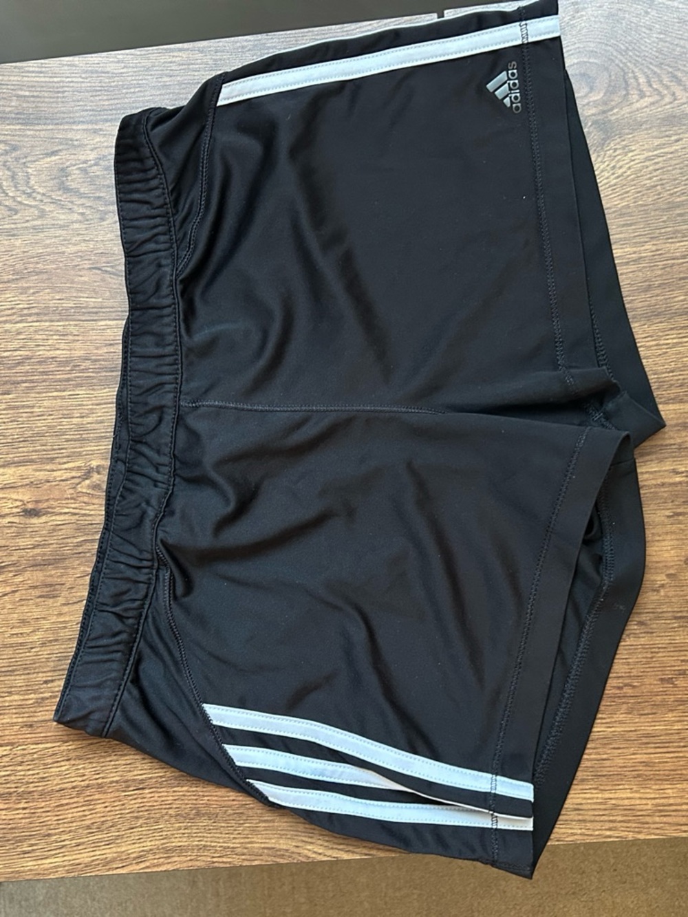 adidas Black Shorts with Silver Stripe Detailing